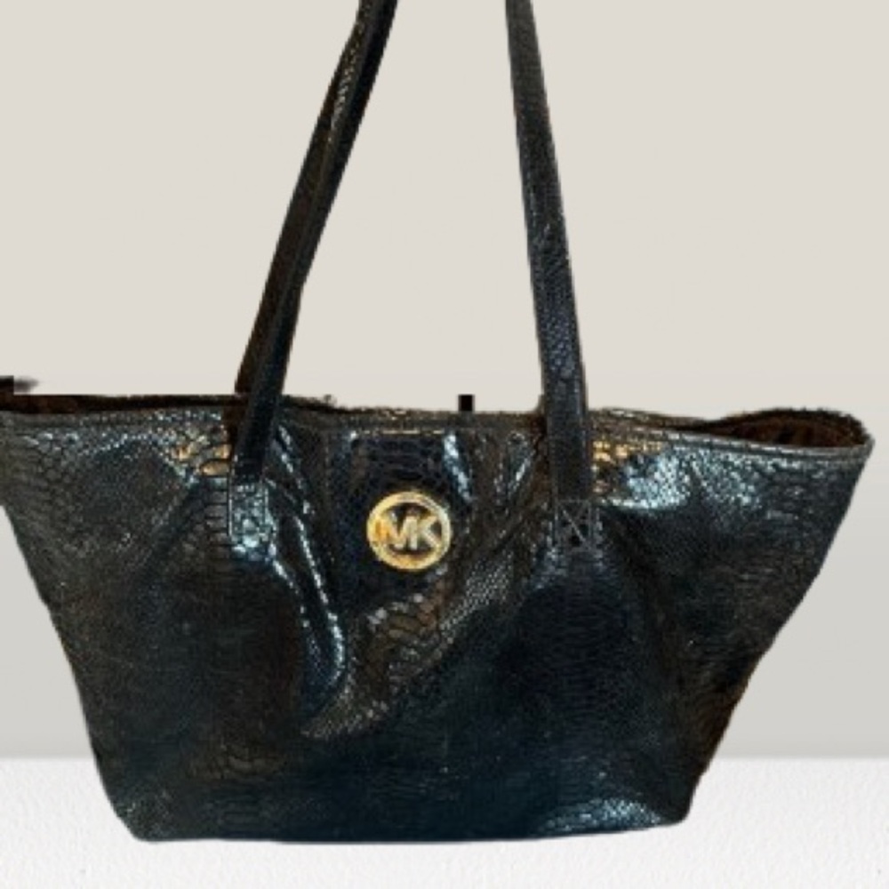 MICHAEL Michael Kors Black Python Embossed Tote